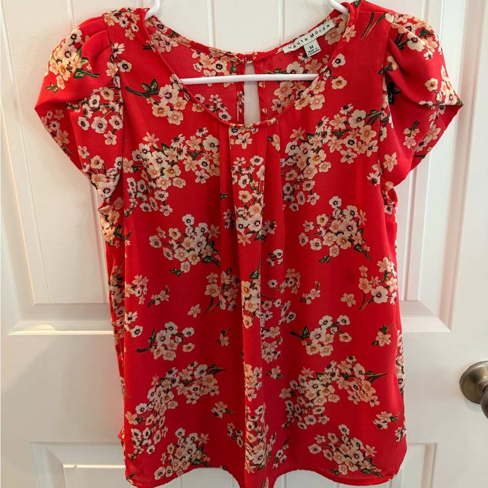 Floral Red Women's Blouse